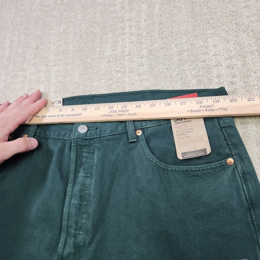 Levis 501 Jeans Men 38x30 Straight‎ Leg Button Fly Green Denim Classic